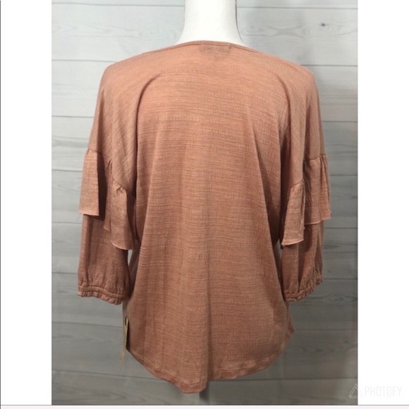 Democracy | Dusty Rose Elbow Ruffle Blouse S - Picture 4 of 5